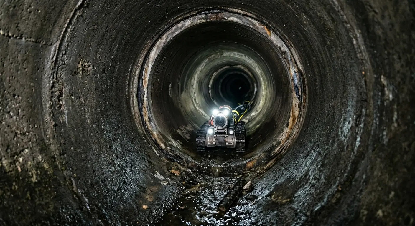 Robotic sewer camera inspecting pipe interior for Sewer Line Repair in Sandy
